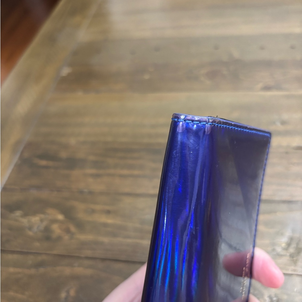Kate Spade Rainer Lane Iridescent Blue Snap Close Wallet with Storybook Lining - Picture 12 of 13